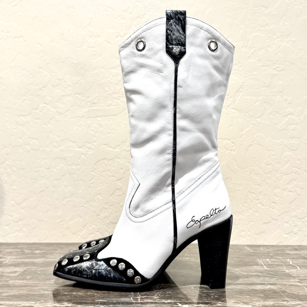 NEW Capelta Studded White Leather Western Boots